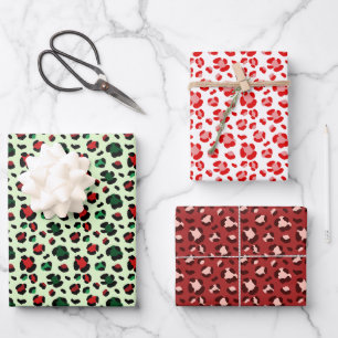 Feuille De Papier Cadeau Fun Noël Empreinte de léopard Trio Mix