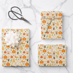 Feuille De Papier Cadeau Fun Orange Fall Motif