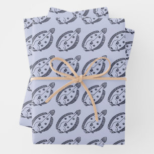 Feuille De Papier Cadeau Fun poisson de fond en bleu profond sur le violet 