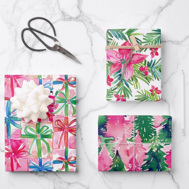 Feuille De Papier Cadeau Funky Bright Thème de Noël (Recto)