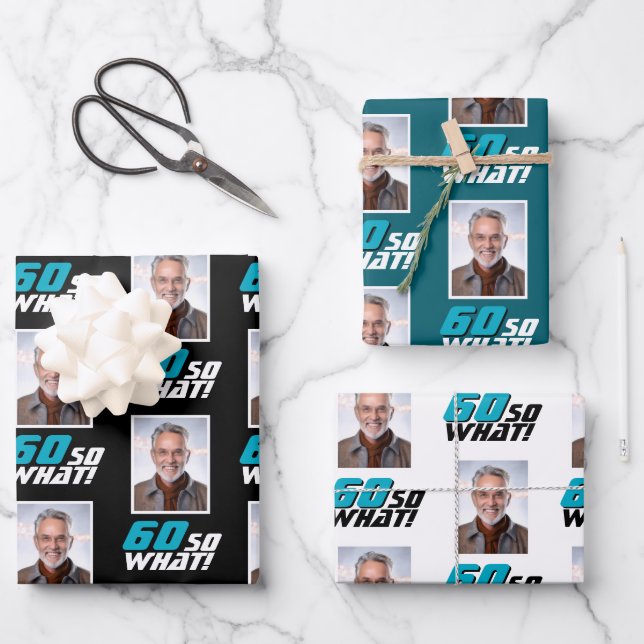 Feuille De Papier Cadeau Funny 60 so what Quote Photo 60th Birthday (Recto)