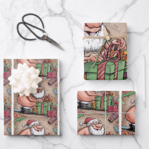 Feuille De Papier Cadeau Funny Dirty Père Noël collection de Noël