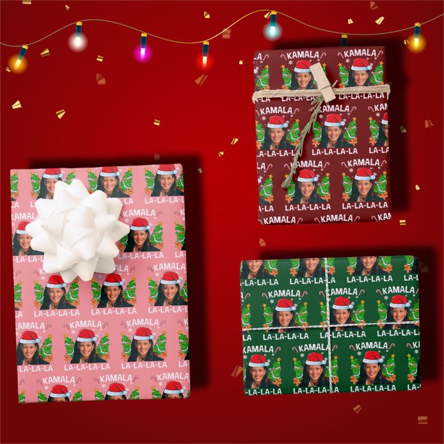 Feuille De Papier Cadeau Funny Kamala Harris Pink Christmas (Créateur téléchargé)