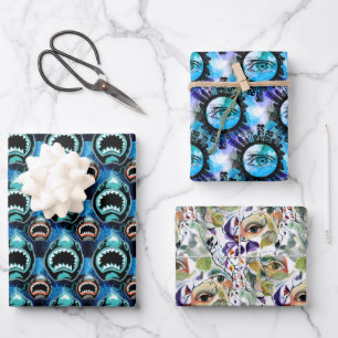 Feuille De Papier Cadeau Funny Mystérieux Imaginaire foncé Eyeball aquarell