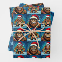 Funny Pop Art Bigfoots Christmas