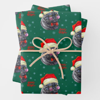 Feuille De Papier Cadeau Funny Sophisticated Santa Hat Cat