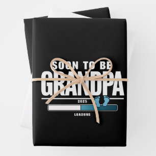 Feuille De Papier Cadeau Futur Grand-Père Homme Prévu 2025 Nouveau Grand-Pè
