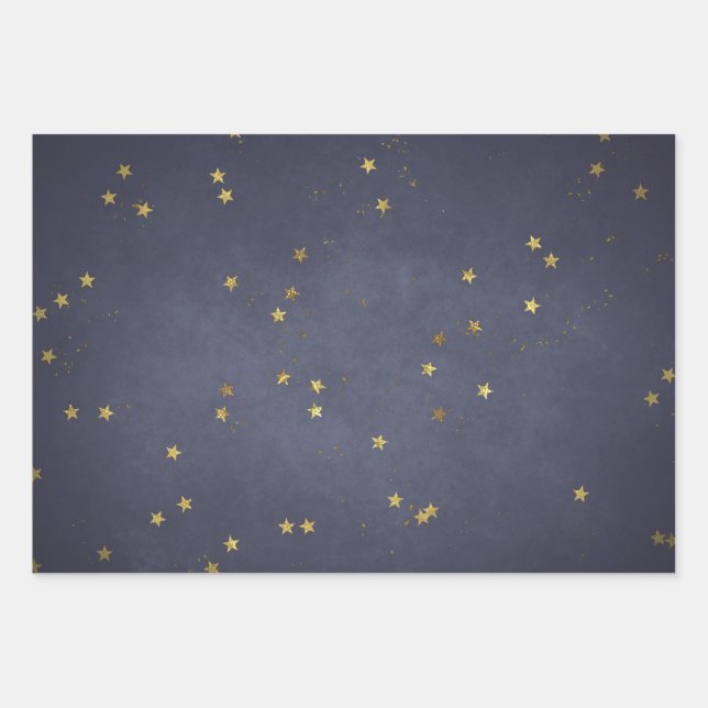 Feuille De Papier Cadeau Future Dusk Gold Stars (Devant)