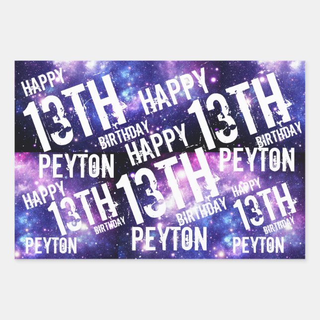 Feuille De Papier Cadeau Galaxy Starry Night Custom Anniversaire (Devant)