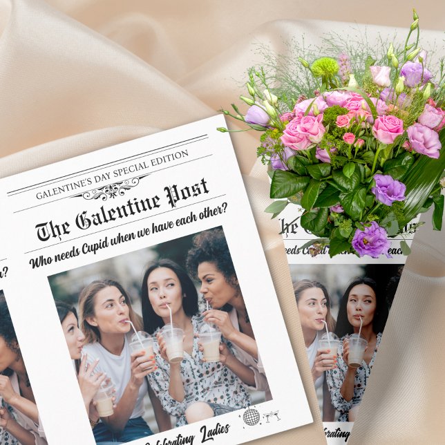 Feuille De Papier Cadeau Galentines Day Journal Flower Bouquet Photo (Galentines Day Newspaper Flower Bouquet Photo Wrapping Paper Sheets)