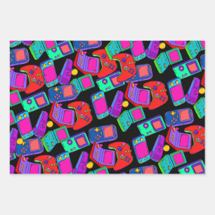 Feuille De Papier Cadeau Gamer Design Retro Vintage 80's