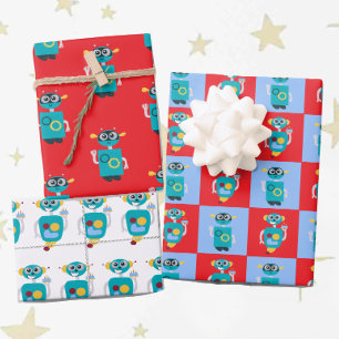 Feuille De Papier Cadeau Garçon Robot Cool Anniversaire