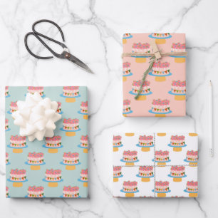 Feuille De Papier Cadeau gâteau d'anniversaire aux fraises