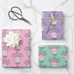 Feuille De Papier Cadeau Gâteau d'anniversaire couleur pastel cupcake muffi