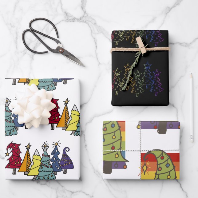 Feuille De Papier Cadeau Gay pride Arbre de Noël Arbre Motif (Recto)