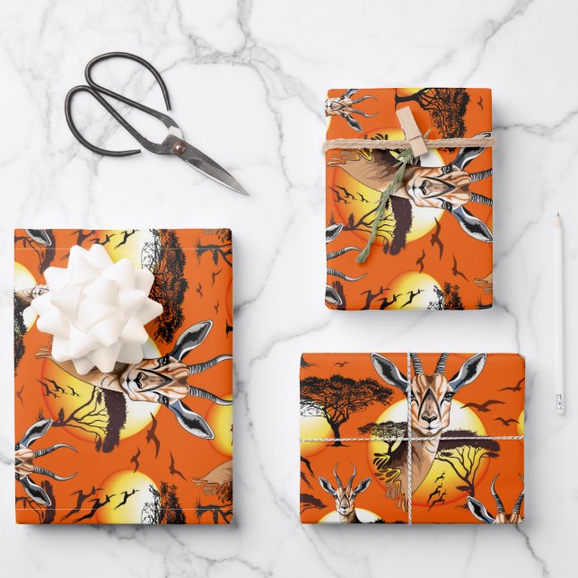 Feuille De Papier Cadeau Gazelle Antelope africaine animal sauvage (Recto)
