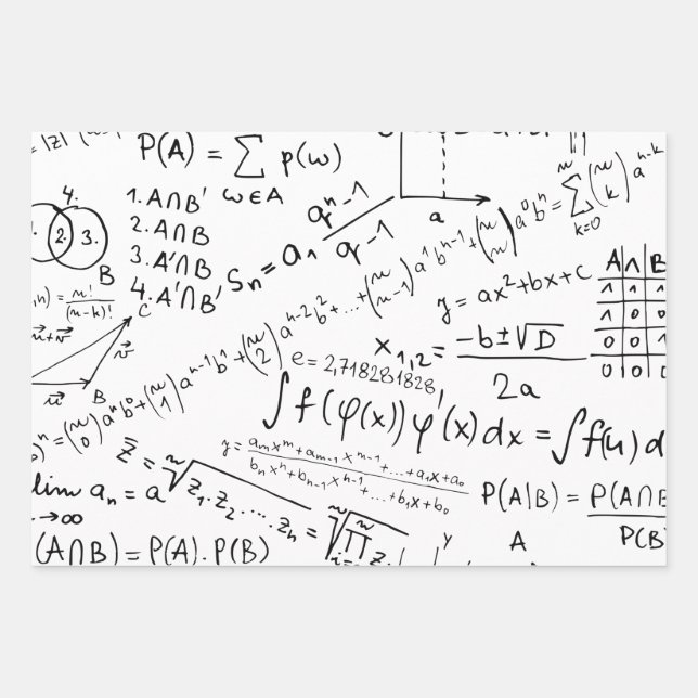 Feuille De Papier Cadeau Geek mathématique, Motif de résolution de problème (Devant)