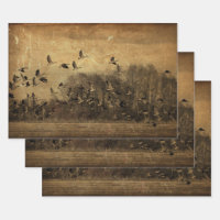 Geese Vintage Sepia Texture Découpage