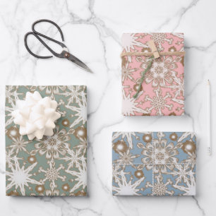 Feuille De Papier Cadeau Gelée Or Détruite Flammes De Neige 