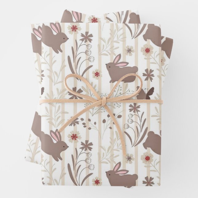 Feuille De Papier Cadeau Gentle Rabbit Prince with Botanicals (En situation)