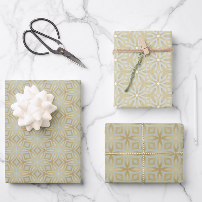 Feuille De Papier Cadeau Géométrique or classique et gras (Recto)