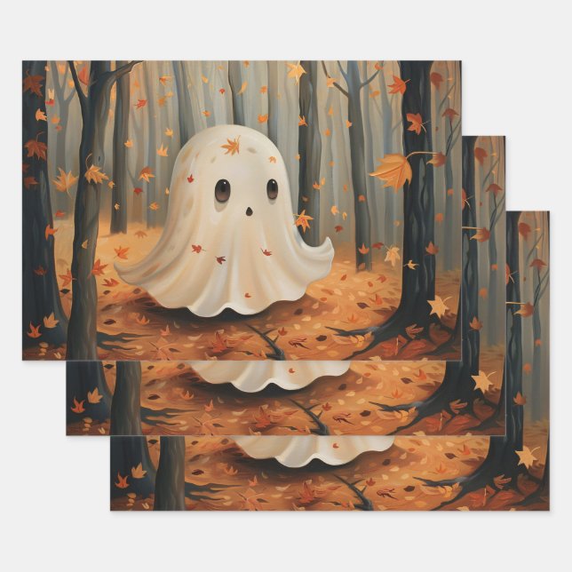 Feuille De Papier Cadeau Ghost mignon Découpage Automne (Lot)