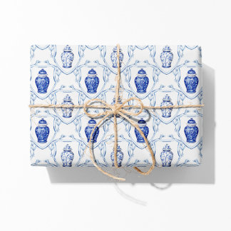 Feuille De Papier Cadeau Ginger Jar Blue et White Chinoiserie