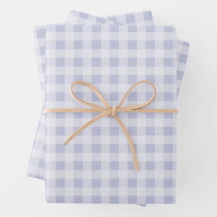 Feuille De Papier Cadeau Gingham gris pervenche rustique chic