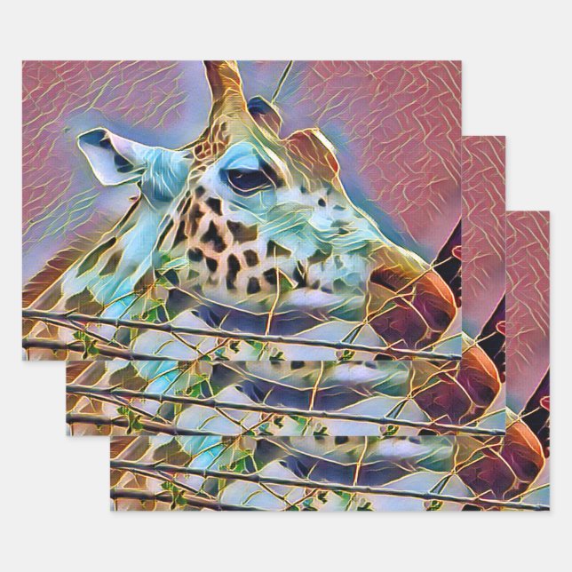 FEUILLE DE PAPIER CADEAU GIRAFFE (Lot)