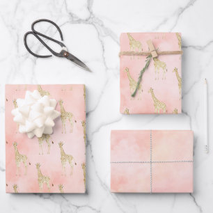 Feuille De Papier Cadeau Giraffe de Pêche Blanche