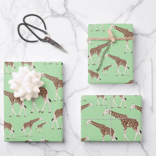 Feuille De Papier Cadeau Giraffe Jungle Safari animal (Recto)