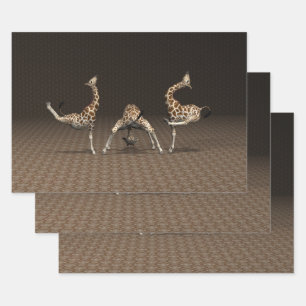 Feuille De Papier Cadeau Giraffes dansantes