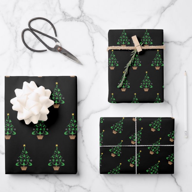Feuille De Papier Cadeau Girls Gymnastique Arbre de Noël (Recto)