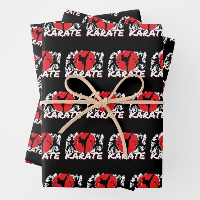 Feuille De Papier Cadeau Girls Karate - Thème japonais patriotique Japon (En situation)