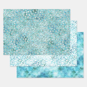 Feuille De Papier Cadeau Girly Aqua Blue Glitzy Parties scintillant Emprein