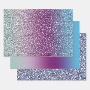 Feuille De Papier Cadeau Girly Aqua Purple ombre