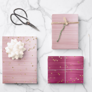 Feuille De Papier Cadeau Girly Blush Rose Glam Orpailleur Confettis 