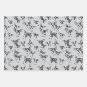 Feuille De Papier Cadeau Gizmo Motif noir et blanc