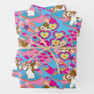 Feuille De Papier Cadeau Gizmo   Pink Peace & Love Motif