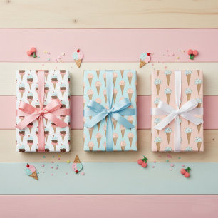 Feuille De Papier Cadeau Glace avec paillettes Cadeau coloré moderne mignon