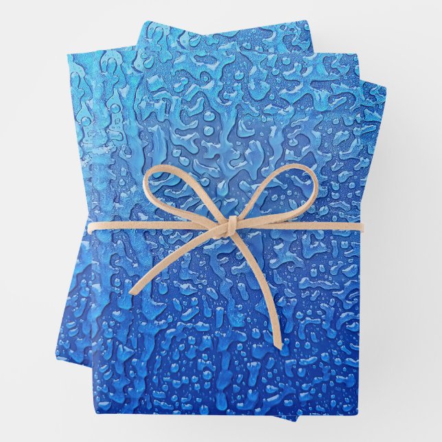 Feuille De Papier Cadeau Glace Sur Métal Bleu (En situation)
