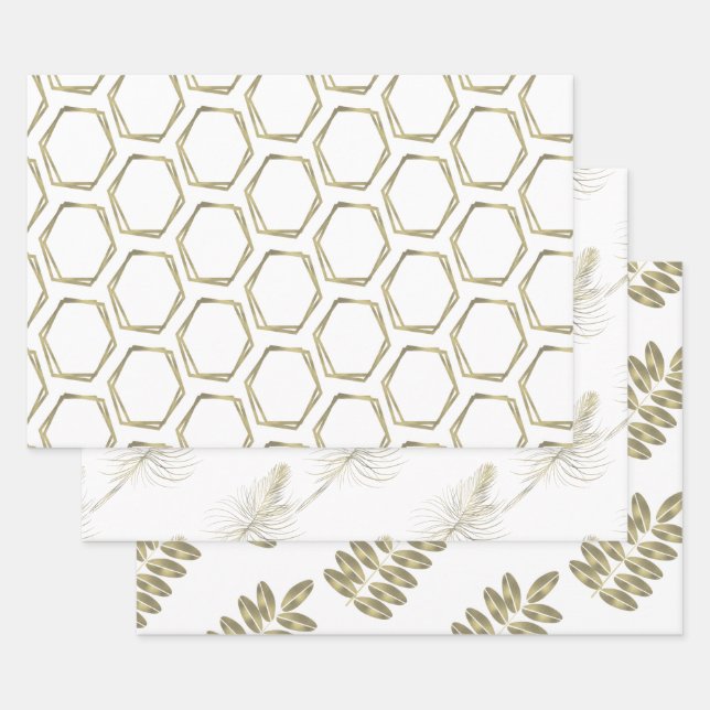 Feuille De Papier Cadeau Glam géométrique à huile magnifique (Lot)
