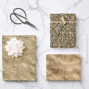 Feuille De Papier Cadeau Glam Gold Glitz Parties scintillant Zebra Print