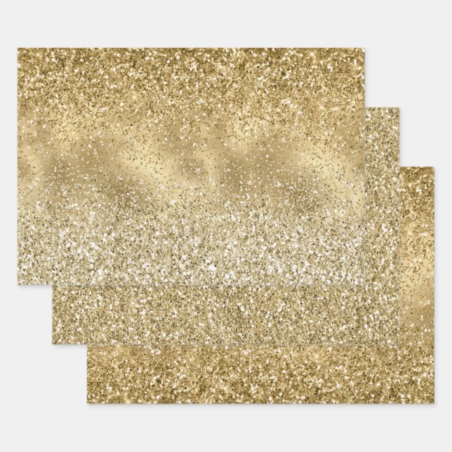 Feuille De Papier Cadeau Glam Gold Glitzy Sparkle Parties scintillant    (Lot)