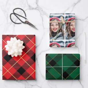 Feuille De Papier Cadeau Glam Plaid Photo de Noël