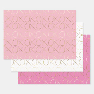 Feuille De Papier Cadeau Glam XOXO pour fille rose or