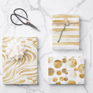 Feuille De Papier Cadeau Glamme d'or Abstraites perles Anniversaire