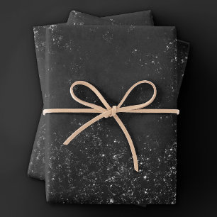 Feuille De Papier Cadeau Glimmering Onyx Grunge   Black Silver Glam Damask