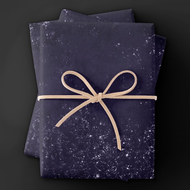 Feuille De Papier Cadeau Glimmery Indigo Grunge | Midnight Purple Damask (Créateur téléchargé)