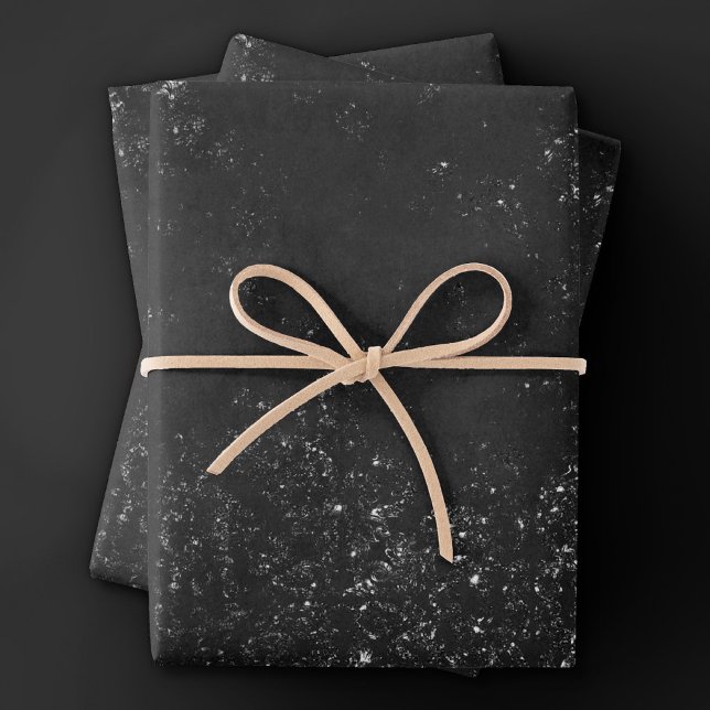 Feuille De Papier Cadeau Glimmery Onyx Grunge | Tambour noir argenté (Créateur téléchargé)